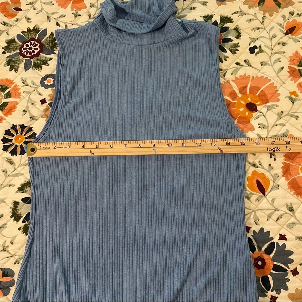Intimately Free People Ribbed Mock Neck‎ Sleeveless Bodysuit Blue XL